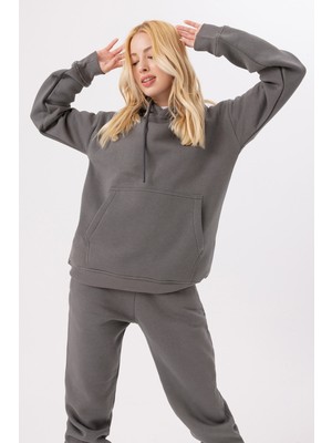 Gothamvibes Kadın Stay Oversize Antrasit Sweatshirt