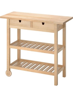 IKEA Çekmeceli Mutfak Servis Arabası Meridyendukkan Huş Ağacı 100X43X90 cm Förhöja 100X43X90 cm Raf Sistemli