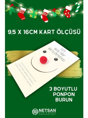 Netsan Etiket Yılbaşı Gülen Surat Temalı Tebrik Kartı ( 9,5 cm x 16 cm ) 5 Adet