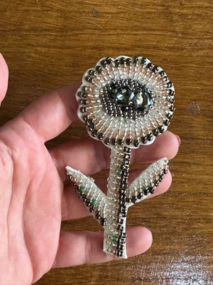 Gönülden Tasarım 11X6 cm Taş Boncuk Işleme Çiçek Arma Yama Dikiş Aksesuarı