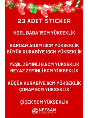 Netsan Etiket Yılbaşı Temalı Özel Kesim Hediye Paketi Için 23 Adet Sticker