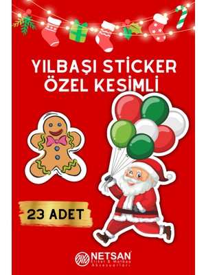 Netsan Etiket Yılbaşı Temalı Özel Kesim Hediye Paketi Için 23 Adet Sticker