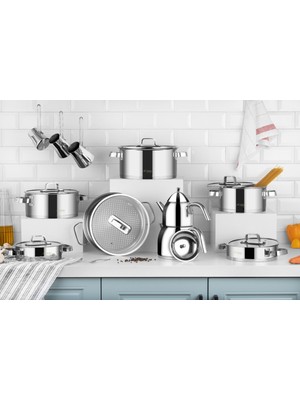 Aryıldız Volga 20 Parça Sos Tenceresi Set Gri Granit Kaplama 24 cm Ebatlı Kullanışlı Tencereler