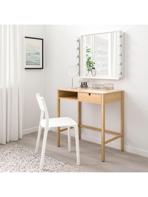 IKEA Bambu Makyaj Masası, Meridyendukkan 76X47 cm Çekmeceli Tuvalet Masası