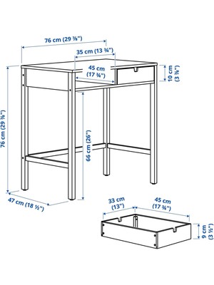 IKEA Bambu Makyaj Masası, Meridyendukkan 76X47 cm Çekmeceli Tuvalet Masası