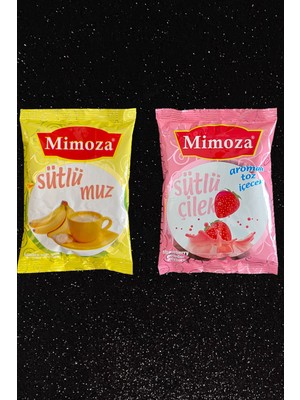 Çilekli Süt ve Sütlü Muz Milk Shake Sıcak Içiniz Kış ve Meyve Çayı Kafe İçecekleri 2 Adet 400 gr