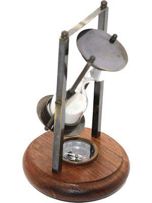 Keyfim Shop Dekoratif Pusulalı Pirinç Kum Saati 16*10 cm