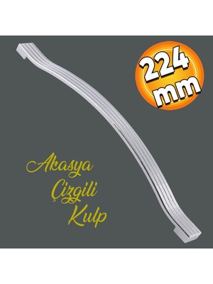 Badem10 Akasya Mobilya Mutfak Dolabı Çekmece Dolap Kapak Kulpu Düz Ayder Metal Kulbu Kulp Kulpu 224 mm Krom