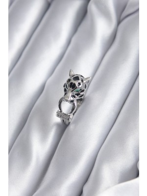 Stil Love Gümüş Renk Kaplan Model Zirkon Taş Detay Vip Kadın Yüzük