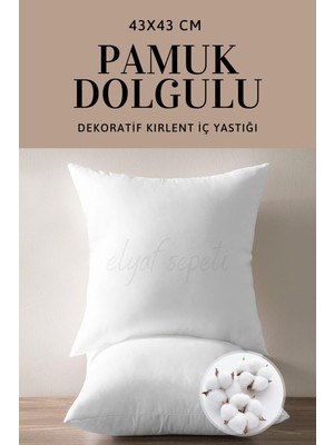 Elyaf Sepeti 2 Adet Pamuk Dolgulu Kırlent Kare Kırlent Iç Yastık Ultra Dolgun Yastığı 43X43