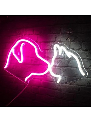 Sanec Kedi ve Köpek Neon LED Tabela Dekoratif Aydınlatma