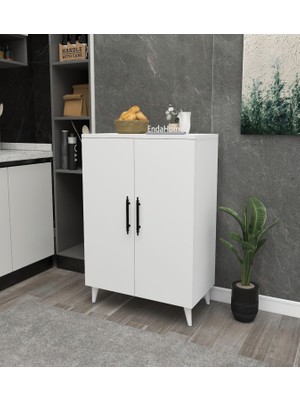 Enda Home Collection Enda Home 3 Raflı 2 Kapaklı Çok Amaçlı Dolap Çok Amaçlı Mutfak Dolabı Banyo Dolabı Beyaz