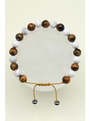 Alibaba Doğaltaş Kaplan Gözü - Havlit Doğal Taş Makrome Örme Bileklik