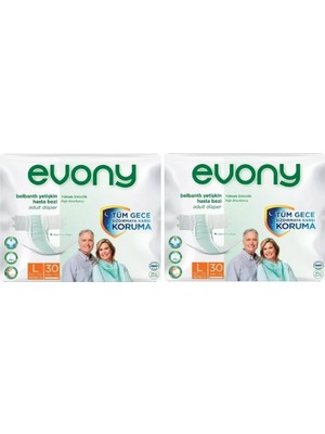 Evony Belbantlı Büyük Boy L 30'lu 2 Paket Hasta Bezi