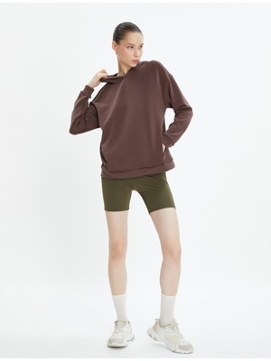 Koton Kapşonlu Yoga Sweatshirt Modal Kumaş Yumuşak Tuşe Dokulu Bol Kalıp Cepli
