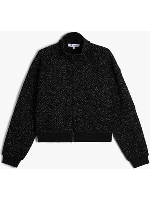 Koton Fermuarlı Tüvit Hırka Dik Yaka Uzun Kollu