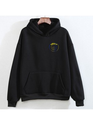 Swozz Fenerbahce Özel Tasarım 3ip Kalın Kumaş Siyah Kapüşonlu Oversize Sweatshirt