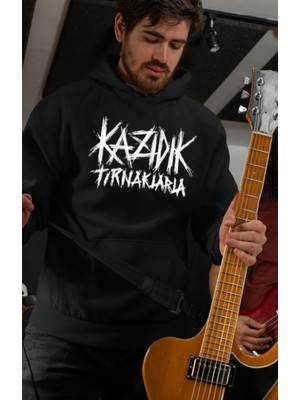 Swozz Kazıdık Tırnaklarla Ezhel Siyah Oversize %100 Pamuk Kapüşonlu Sweatshirt Hoodie Unisex