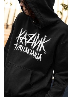 Swozz Kazıdık Tırnaklarla Ezhel Siyah Oversize %100 Pamuk Kapüşonlu Sweatshirt Hoodie Unisex