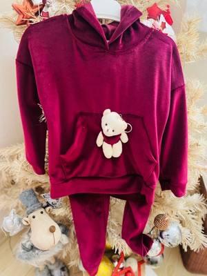 Ninomoro Babystyle Bordo Kadife 2li Takım