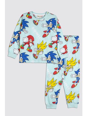 Zuzunga The Hedgehog Super Sonic Desenli  Pamuk Çocuk Pijama Takımı