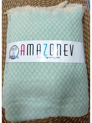 Amazon Ev Naturel Tek Kişilik Pike Takımı-Yeşil Krem