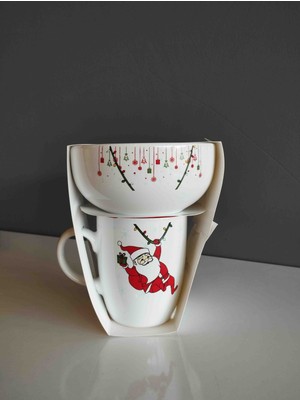 Keramika Yılbaşı Bulut Kupa ve Kase Takımı 2 Parça