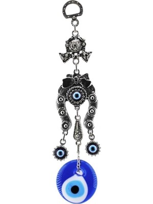 Depposite Cam Nazar Boncuklu Metal Duvar Süsü Nal Figürü Kapı Süsü 20X4 cm