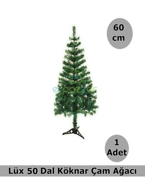 Epazzar Lüks 60 cm 50 Dal Christmas Noel Yılbaşı Süsleme Köknar Çam Ağacı Demonte Pvc Ayaklı