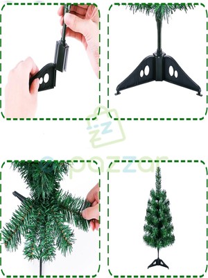 Epazzar Lüks 60 cm 50 Dal Christmas Noel Yılbaşı Süsleme Köknar Çam Ağacı Demonte Pvc Ayaklı