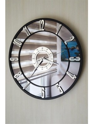 Yc Melonni Gerçek Aynalı Duvar Saati 40 cm Image Modern Salon Füme