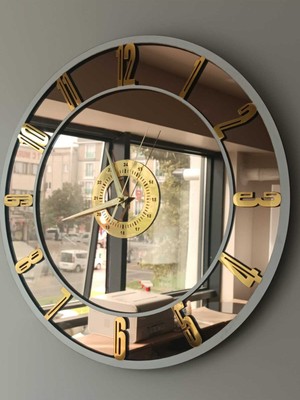 Yc Melonni Gerçek Ayna Duvar Saati 40 cm Image Lüks Modern Salon Gold