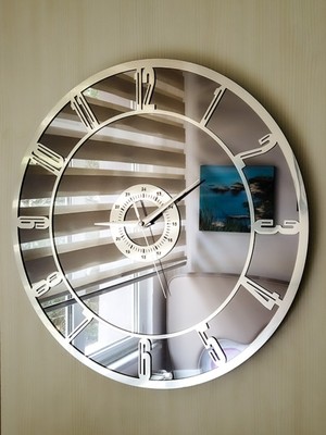 Yc Melonni Ayna Duvar Saati 50 cm Collection Modern Salon Füme