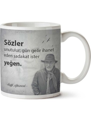 Tuncel Kurtiz Sözler Unutulur Iki Tarafı Baskılı Kupa Bardak