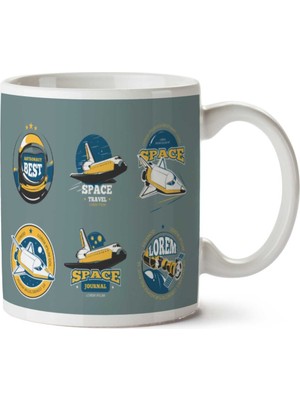 Vintage Uzay Uydu Turizm.png Iki Tarafı Baskılı Kupa Bardak