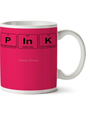 P In K  Pembe Periyodik Cetvel Iki Tarafı Baskılı Kupa Bardak