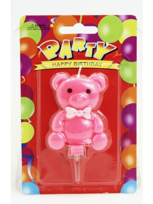 Ayıcık Şeklinde Pasta Mumu Pembe