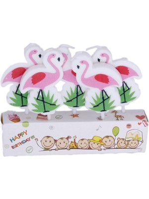 Flamingo Temalı Kürdanlı Mum 5 Li Set