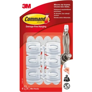 3M™ Command™ 17006-CEE Mini Boy Beyaz Askı, Max 225 gr (6 Askı + 8 Küçük Boy Cırt Bant)
