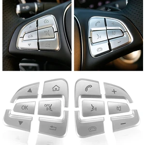 12 Adet Araba Styling Direksiyon Düğmesi Trim Çıkartmaları Kapakları Mercedes Benz Glc X253 2015 2016 ve C Sınıfı W205 2014 2015 Gümüş Abs (Yurt Dışından)