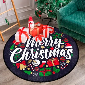 Pamuklu Dokuma ve Kaymaz Taban, Şönil, Ince, Yıkanabilir, Dekoratif Modern Yılbaşı Desenli Halı