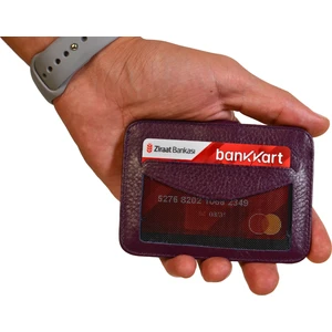 Goldenowl Accessory Hakiki Gerçek Deri Kadın Erkek Kartlık Mor Cüzdan