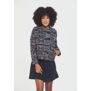 Etnik Desenli Düğme Detaylı Ceket Siyah