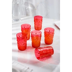 EW's Kitchenware Akrilik Kırmızı 6 Lı Kısa Bardak & Su Meşrubat Kahve Yanı Bardağı 400 ml (Cam Değildir )