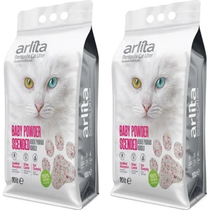 Bebek Pudrası Kokulu Ince Tane Topaklanan 2X10 L 2 Adet 10 Litre  Kedi Kumu
