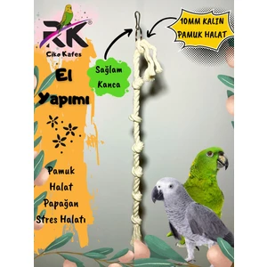 Ciko Kafes Papağan Kuş Stres Halatı 10 mm Kalınlığında Pamuk Halat