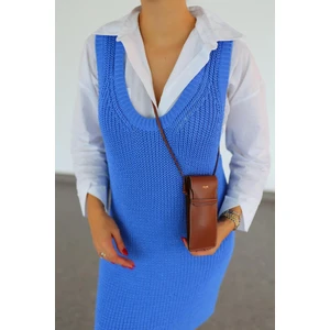 Selanik Örgü Bebe Mavi Elbise