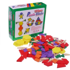 Wooden Toys 125 Parça Ahşap Eğitici Tangram Puzzle Blok Seti