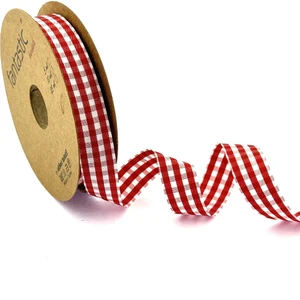 Kırmızı Ekose Kurdele (1,5cm Genişlik - 25MT Uzunluk)