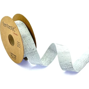 Dokuma Gümüş Simli Kar Tanesi Kurdele (22MM Genişlik - 10MT Uzunluk)